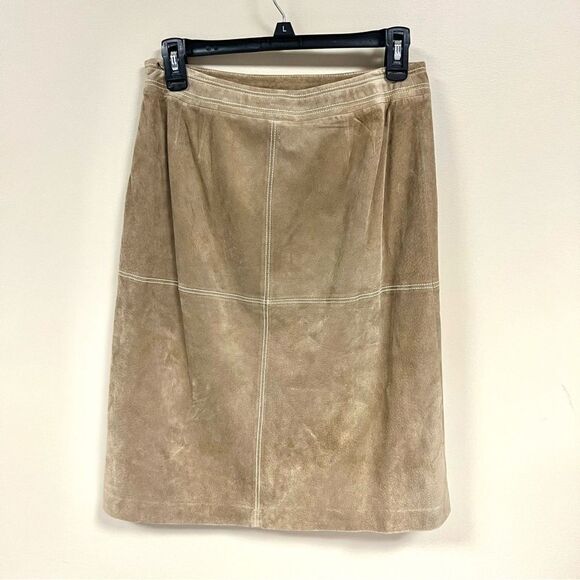 Loft NWT tan suede knee length skirt.  Size 4 - Picture 4 of 5
